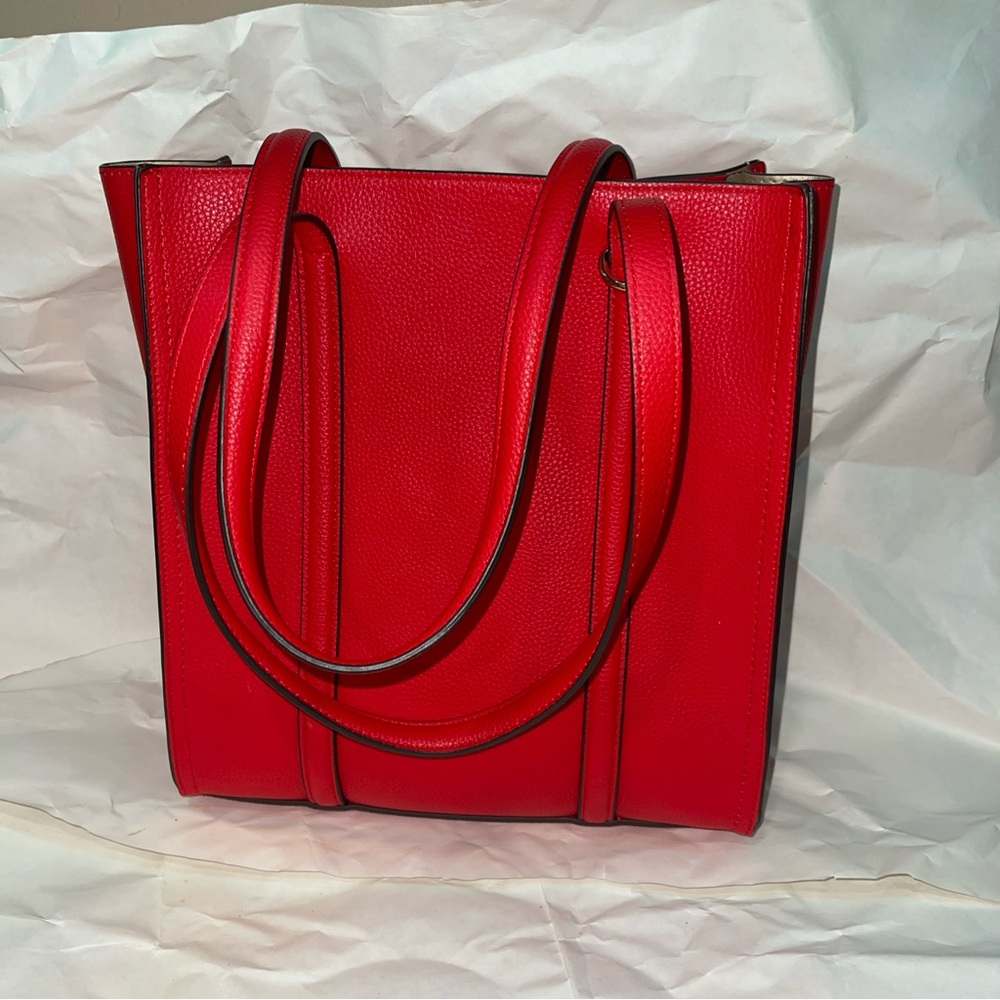 Kate Landry Hot Red Mini Tote Bag 11.5”x10” With Shoulder Straps